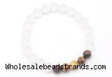CGB8090 8mm matte white crystal & colorful tiger eye beaded stretchy bracelets
