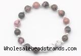 CGB8221 8mm rhodonite & white howlite beaded stretchy bracelets