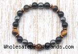 CGB8361 8mm yellow tiger eye, black onyx & hematite energy bracelet
