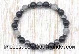 CGB8399 8mm cloudy quartz, black onyx & hematite energy bracelet