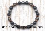 CGB8401 8mm smoky quartz, black onyx & hematite energy bracelet