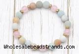 CGB8420 8mm matte amazonite, rose quartz & hematite power beads bracelet