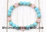 CGB8452 8mm blue howlite turquoise, rose quartz & hematite power beads bracelet