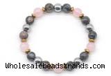 CGB8490 8mm rose quartz, grey opal & hematite energy bracelet