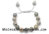 CGB8579 12mm round greeting pine jasper adjustable macrame bracelets