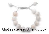 CGB8602 12mm round white crazy lace agate adjustable macrame bracelets