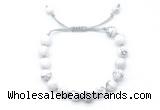 CGB8650 8mm,10mm round white howlite adjustable macrame bracelets