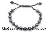 CGB8666 8mm,10mm round hematite adjustable macrame bracelets