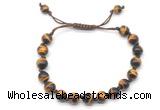 CGB8727 8mm,10mm round grade AA yellow tiger eye adjustable macrame bracelets
