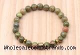 CGB8887 8mm, 10mm unakite, drum & rondelle hematite beaded bracelets