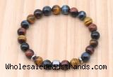 CGB8888 8mm, 10mm colorful tiger eye, drum & rondelle hematite beaded bracelets