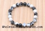 CGB8934 8mm, 10mm black & white jasper, cross & rondelle hematite beaded bracelets