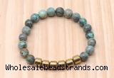 CGB8997 8mm, 10mm African turquoise & drum hematite beaded bracelets