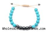 CGB9086 8mm, 10mm turquoise & drum hematite adjustable bracelets