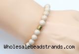 CGB9245 8mm, 10mm white fossil jasper & drum hematite power beads bracelets