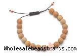 CGB9562 8mm, 10mm matte wooden jasper & cross hematite adjustable bracelets