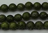 CGJ460 15.5 inches 4mm faceted round green jasper beads wholesale