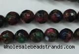 CGO11 15.5 inches 6mm faceted round gold multi-color stone beads