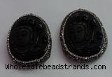 CGP1571 40*50mm carved black obsidian pendants wholesale