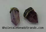 CGP212 15*30mm - 20*35mm bullet amethyst gemstone pendants