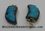 CGP3105 20*45mm horn druzy agate pendants wholesale