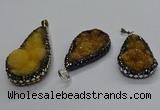 CGP3116 25*45mm - 30*50mm flat teardrop druzy agate pendants