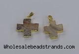 CGP3343 25*25mm - 28*28mm cross druzy agate pendants