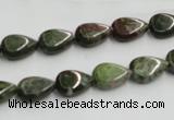 CGR08 16 inches 8*12mm flat teardrop green rain forest stone beads