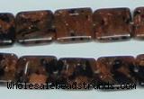 CGS215 15.5 inches 14*14mm square blue & brown goldstone beads wholesale