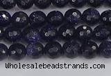 CGS478 15.5 inches 4mm faceted round blue goldstone beads
