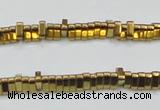 CHE921 15.5 inches 1*3mm triangle plated hematite beads wholesale