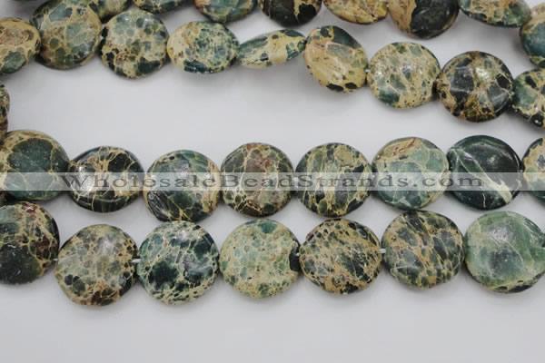 CIJ46 15.5 inches 20mm flat round impression jasper beads wholesale