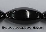 CJB39 16 inches 18*40mm faceted rice natural jet gemstone beads