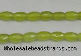 CKA225 15.5 inches 6*8mm faceted rice Korean jade gemstone beads