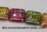 CKQ155 15.5 inches 20*20mm square AB-color crackle quartz beads