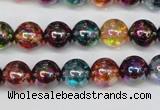 CKQ83 15.5 inches 10mm round AB-color dyed crackle quartz beads