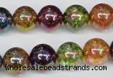 CKQ85 15.5 inches 14mm round AB-color dyed crackle quartz beads