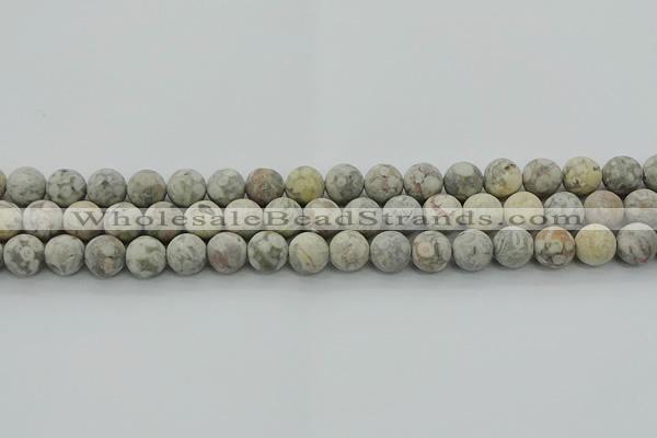 CLD203 15.5 inches 10mm round matte Chinese leopard skin jasper beads