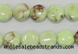 CLE49 15.5 inches 12mm flat round lemon turquoise beads wholesale