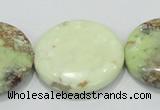 CLE50 15.5 inches 30mm flat round lemon turquoise  beads wholesale