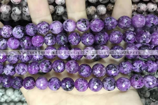 CLJ571 15 inches 10mm faceted 

round sesame jasper beads