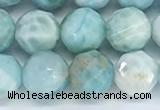 CLR120 15.5 inches 9mm faceted round larimar gemstone beads