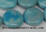 CLR366 15.5 inches 25mm flat round dyed larimar gemstone beads