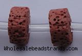 CLV25 15.5 inches 7*15mm coin shape red natural lava beads wholesale