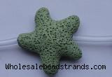 CLV33 16 inches 11*38mm star green natural lava beads wholesale