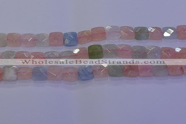 CMG260 15.5 inches 12*12mm faceted square morganite beads