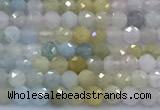 CMG471 15 inches 3mm faceted round morganite beads