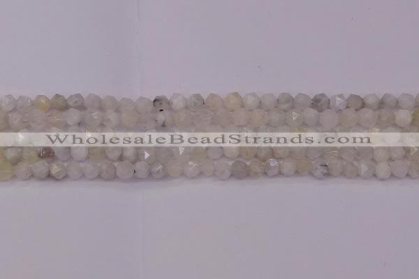 CMS1153 15.5 inches 6mm faceted nuggets white moonstone beads