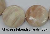 CMS116 15.5 inches 25mm faceted coin moonstone gemstone beads