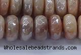 CMS1324 15.5 inches 7*12mm faceted rondelle AB-color moonstone beads